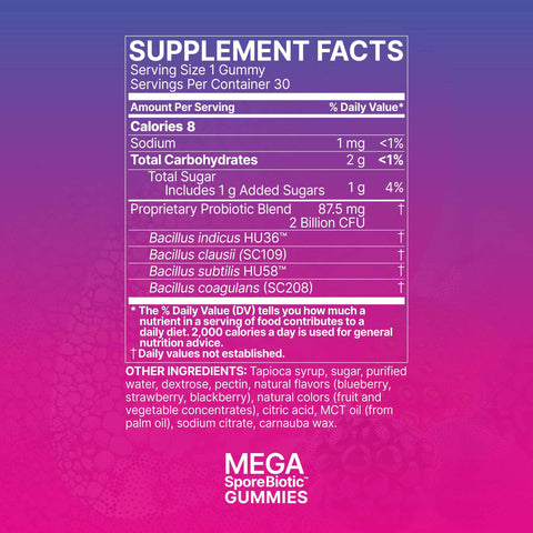 MegaSporeBiotic Gummies 30ct for Kids and Adults
