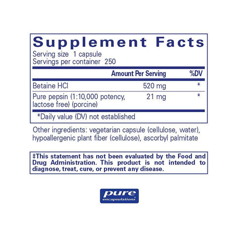 Betaine HCL Pepsin 250 Caps