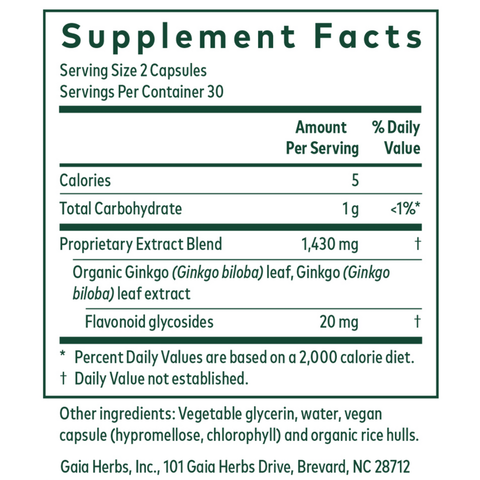 Gaia Herbs - Ginkgo: Circulation Support 60 caps