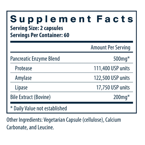 Vital Nutrients Pancreatin & Ox Bile Extract 120 caps