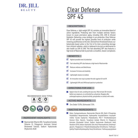Dr. Jill Beauty - Clear Defense SPF 45 2 oz
